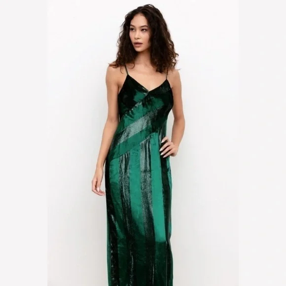 NWT Yumi Kim Emerald Green Jewel Twinkle Amelia Velvet Maxi dress sz M formal - Picture 2 of 16